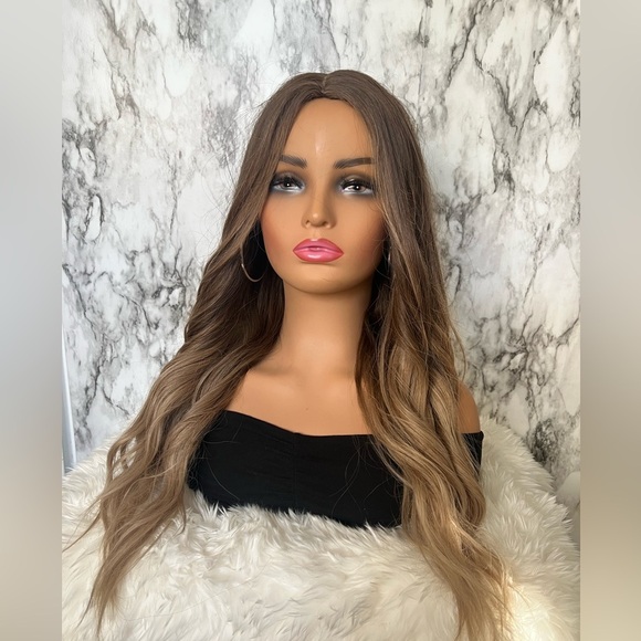 Dark Roots  Ash Blond Vegan Fiber ombre Wavy  wig high quality - Picture 1 of 8
